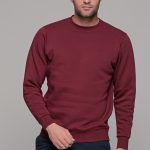 Ανδρικό μπορντό φούτερ χωρίς κουκούλα με λαιμόκοψη