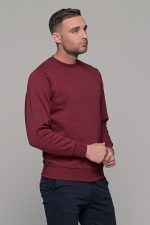 Ανδρικό μπορντό φούτερ χωρίς κουκούλα με λαιμόκοψη - Image 4