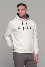 Ανδρικό λευκό φούτερ με στάμπα "NICCE" και κουκούλα - Image 3