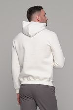 Ανδρικό λευκό φούτερ με στάμπα "NICCE" και κουκούλα - Image 4