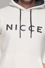 Ανδρικό λευκό φούτερ με στάμπα "NICCE" και κουκούλα - Image 2