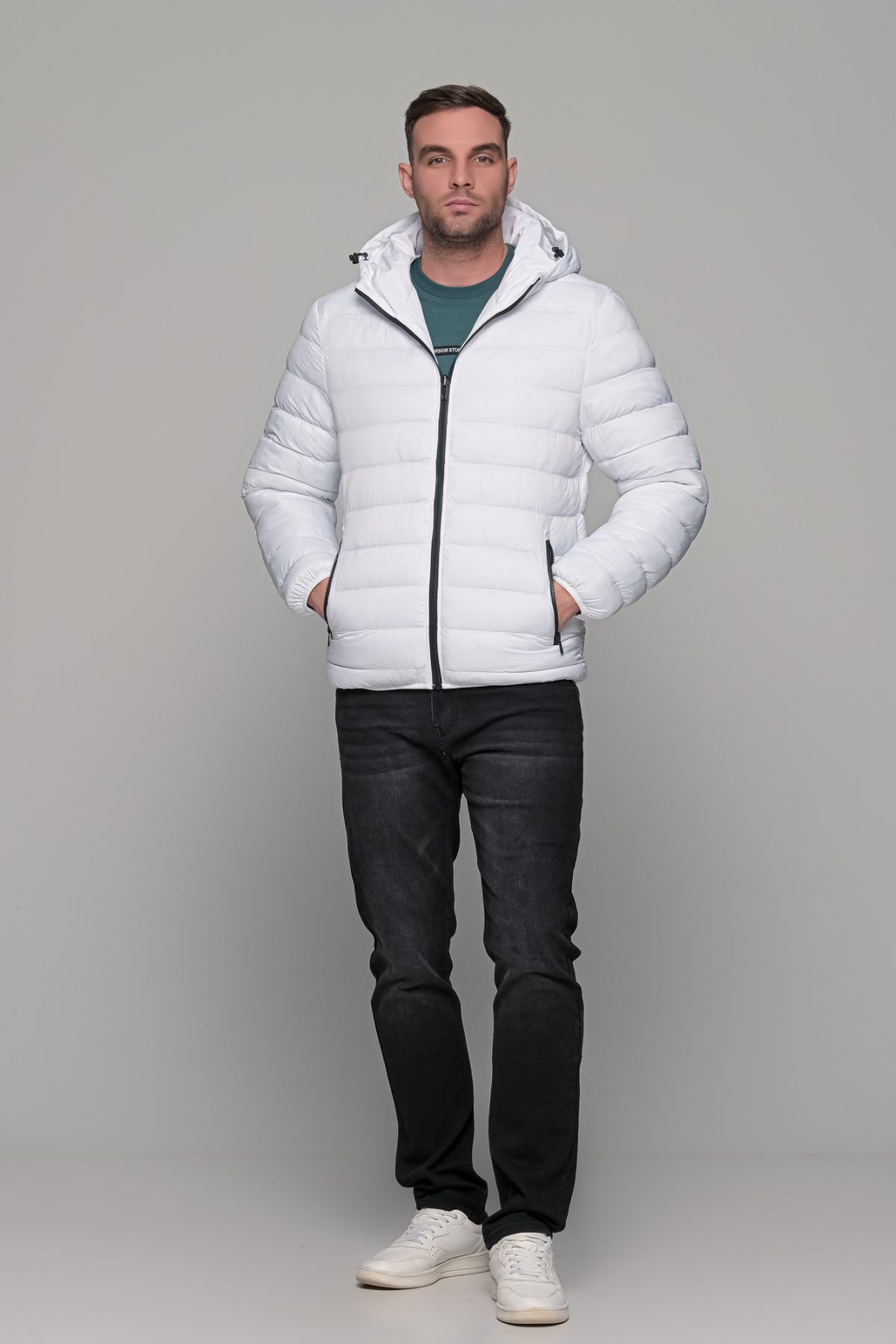 Αδιάβροχο λευκό μπουφάν double face ανδρικό - Image 14