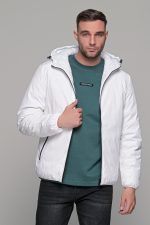 Αδιάβροχο λευκό μπουφάν double face ανδρικό - Image 4