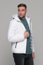 Αδιάβροχο λευκό μπουφάν double face ανδρικό - Image 8