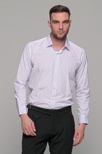 Λευκό Πουκάμισο Με Λιλά Ρίγα PAPARAZZI χωρίς Τσεπάκι - Classic Fit