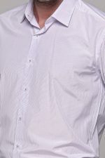 Λευκό Πουκάμισο Με Λιλά Ρίγα PAPARAZZI χωρίς Τσεπάκι - Classic Fit - Image 2