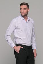 Λευκό Πουκάμισο Με Λιλά Ρίγα PAPARAZZI χωρίς Τσεπάκι - Classic Fit - Image 4