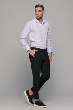 Λευκό Πουκάμισο Με Λιλά Ρίγα PAPARAZZI χωρίς Τσεπάκι - Classic Fit - Image 7