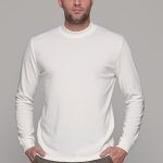 Ανδρική λευκή μπλούζα μακρυμάνικη με λουπέτο