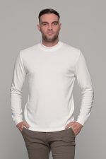 Ανδρική λευκή μπλούζα μακρυμάνικη με λουπέτο