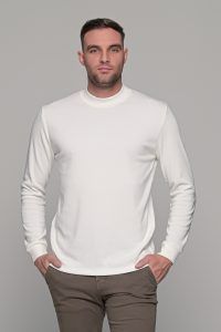 Ανδρική λευκή μπλούζα μακρυμάνικη με λουπέτο