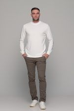 Ανδρική λευκή μπλούζα μακρυμάνικη με λουπέτο