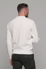 Λευκό ανδρικό πλεκτό μπλουζάκι με φερμουάρ