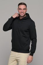 Μαύρο φουτερ με ανάγλυφη στάμπα και κουκούλα ανδρικό - Image 3