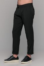 Υφασμάτινο ανδρικό παντελόνι με διπλή πιέτα σε χρώμα Μαύρο – Slim fit - Image 6