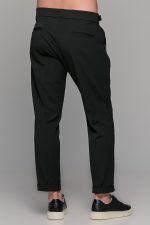 Υφασμάτινο ανδρικό παντελόνι με διπλή πιέτα σε χρώμα Μαύρο – Slim fit - Image 4