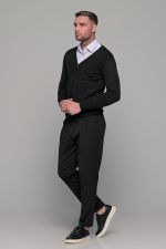 Υφασμάτινο ανδρικό παντελόνι με διπλή πιέτα σε χρώμα Μαύρο – Slim fit - Image 7