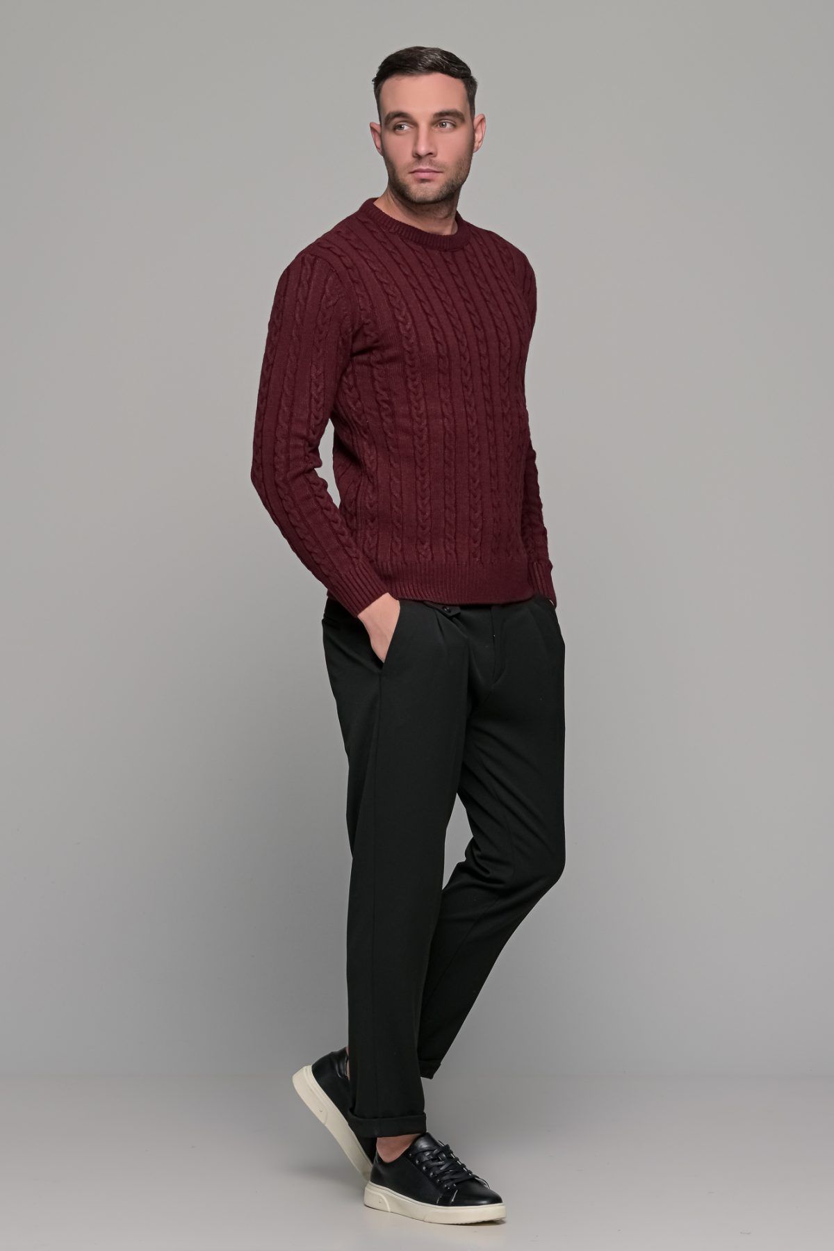 Υφασμάτινο ανδρικό παντελόνι με διπλή πιέτα σε χρώμα Μαύρο – Slim fit - Image 8