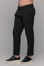 Υφασμάτινο ανδρικό παντελόνι με διπλή πιέτα σε χρώμα Μαύρο – Slim fit - Image 5