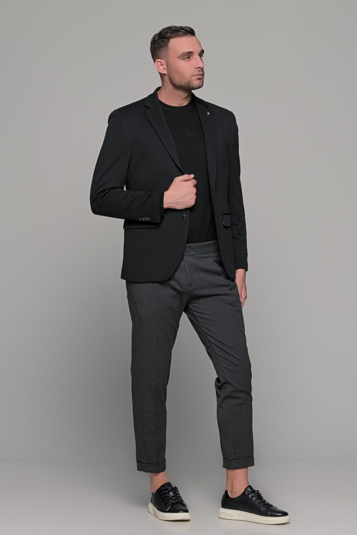 Μαύρο ανδρικό ελαστικό σακάκι AM- slim fit - Image 8