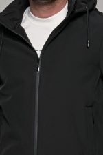 Μαύρο φθινοπωρινό αδιάβροχο ανδρικό μπουφάν με αποσπώμενη κουκούλα - Slim fit - Image 2