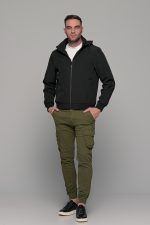 Μαύρο φθινοπωρινό αδιάβροχο ανδρικό μπουφάν με αποσπώμενη κουκούλα - Slim fit - Image 7