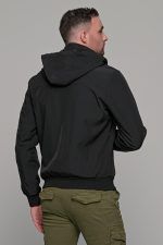 Μαύρο φθινοπωρινό αδιάβροχο ανδρικό μπουφάν με αποσπώμενη κουκούλα - Slim fit - Image 6