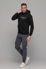 Μαύρο φούτερ με στάμπα "ORIENT EXPRESS" και κουκούλα ανδρικό - Image 6