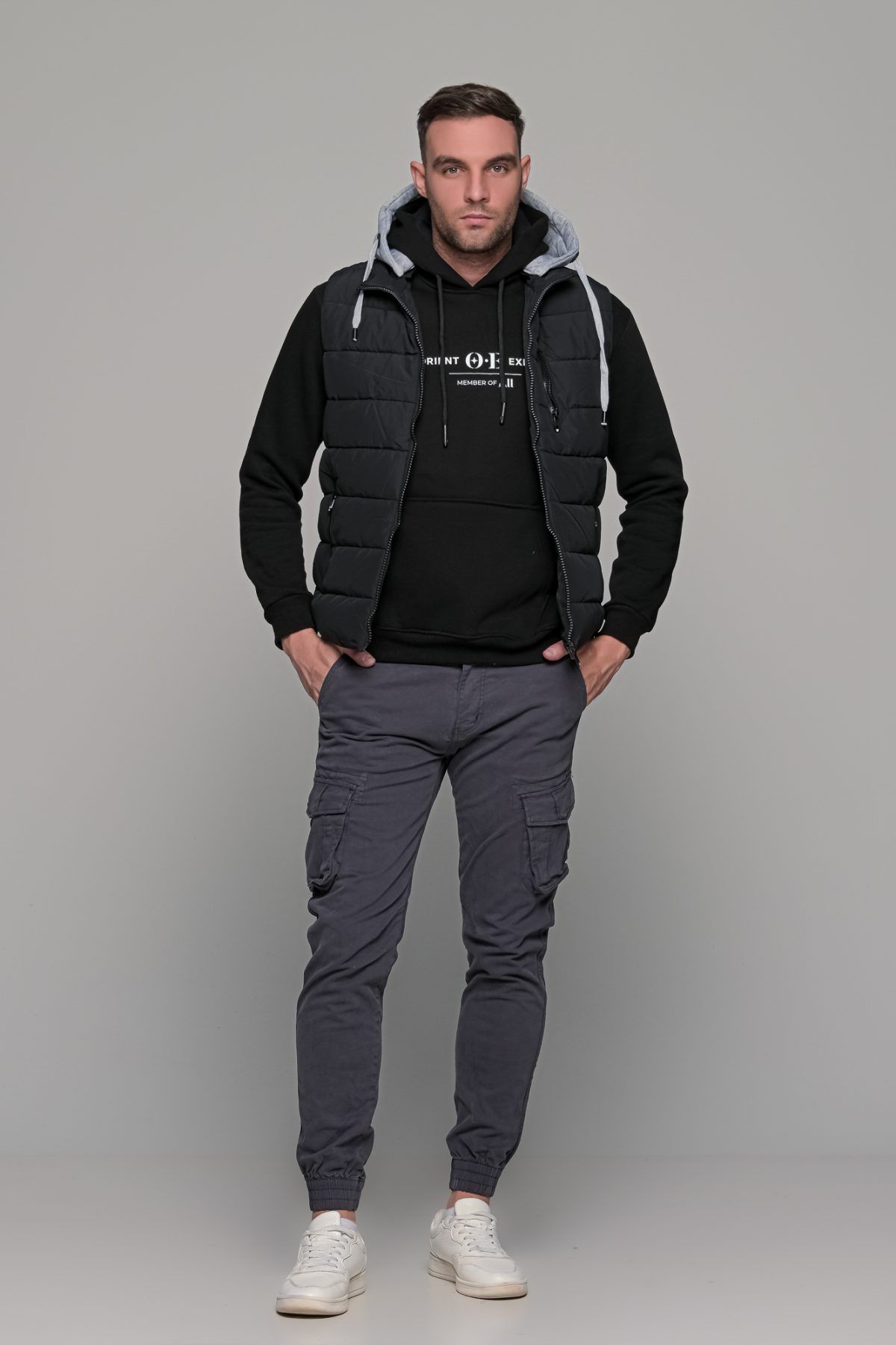 Μαύρο φούτερ με στάμπα "ORIENT EXPRESS" και κουκούλα ανδρικό - Image 7