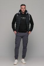 Μαύρο φούτερ με στάμπα "ORIENT EXPRESS" και κουκούλα ανδρικό - Image 7