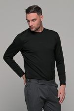 Μαύρη ανδρική μακρυμάνικη μπλούζα με ανάγλυφη διακριτική στάμπα - Image 4