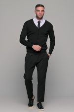 Μαύρη ανδρική ζακέτα με κουμπιά βαμβακερή