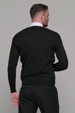 Μαύρη ανδρική ζακέτα με κουμπιά βαμβακερή