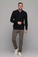 Μαύρο ανδρικό πλεκτό μπλουζάκι με φερμουάρ