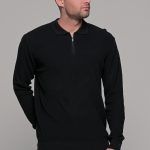 Μαύρο ανδρικό πλεκτό μπλουζάκι με φερμουάρ