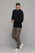 Μαύρο ανδρικό πλεκτό μπλουζάκι με φερμουάρ