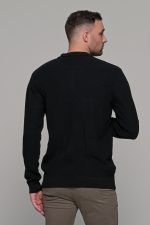 Μαύρο ανδρικό πλεκτό μπλουζάκι με φερμουάρ