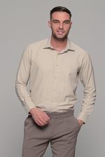 Μπεζ oxford πουκάμισο PAPARAZZI χωρίς Τσεπάκι - Classic Fit