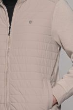 Πλεκτή εκρού ανδρική ζακέτα με επένδυση μπροστά MS - slim fit - Image 2