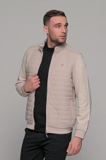 Πλεκτή εκρού ανδρική ζακέτα με επένδυση μπροστά MS - slim fit - Image 5