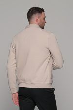 Πλεκτή εκρού ανδρική ζακέτα με επένδυση μπροστά MS - slim fit - Image 6