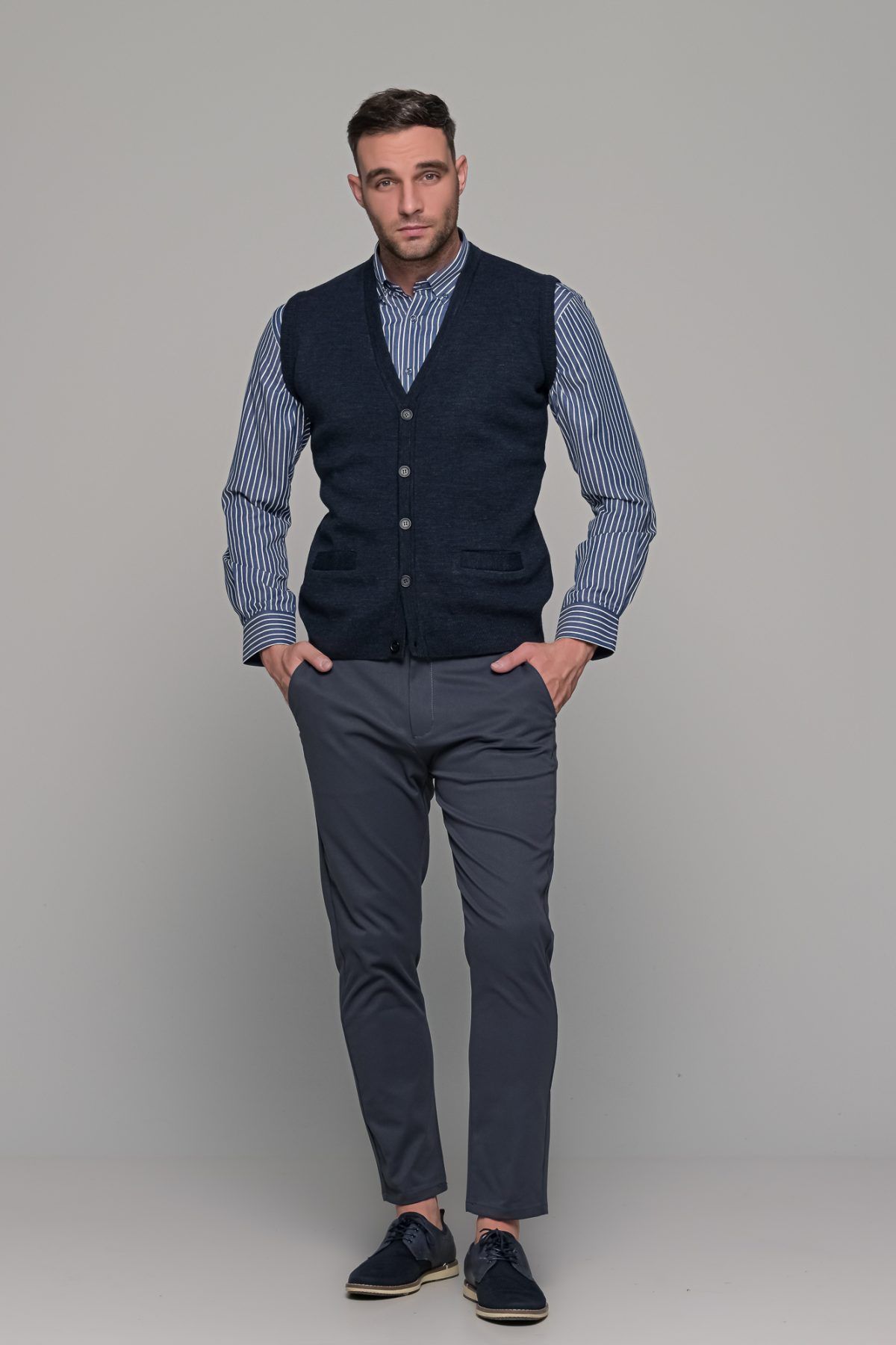 Μπλε ανδρική καζάκα με κουμπιά