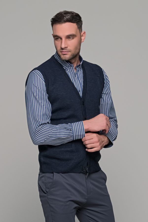 Μπλε ανδρική καζάκα με κουμπιά