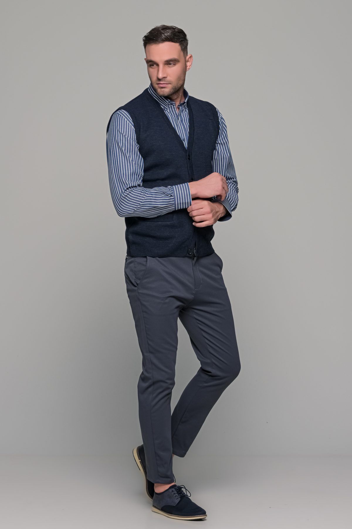 Μπλε ανδρική καζάκα με κουμπιά