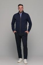 Μπλε ανδρική ζακέτα με ραφή MS - slim fit