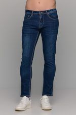 Μπλε ανδρικό παντελόνι τζιν με ελαφρύ ξέβαμμα Paparazzi – slim fit