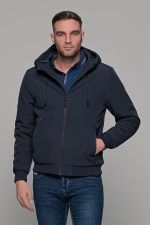 Μπλε-navy αδιάβροχο ανδρικό μπουφάν με κουκούλα PAPARAZZI - Image 6