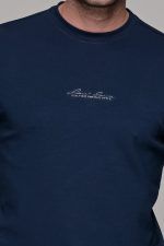 Μπλε ανδρική μακρυμάνικη μπλούζα με ανάγλυφη διακριτική στάμπα - Image 2