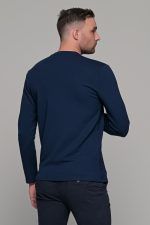 Μπλε ανδρική μακρυμάνικη μπλούζα με ανάγλυφη διακριτική στάμπα - Image 5