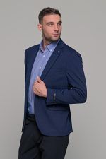 Μπλε ανδρικό ελαστικό σακάκι AM- slim fit - Image 4